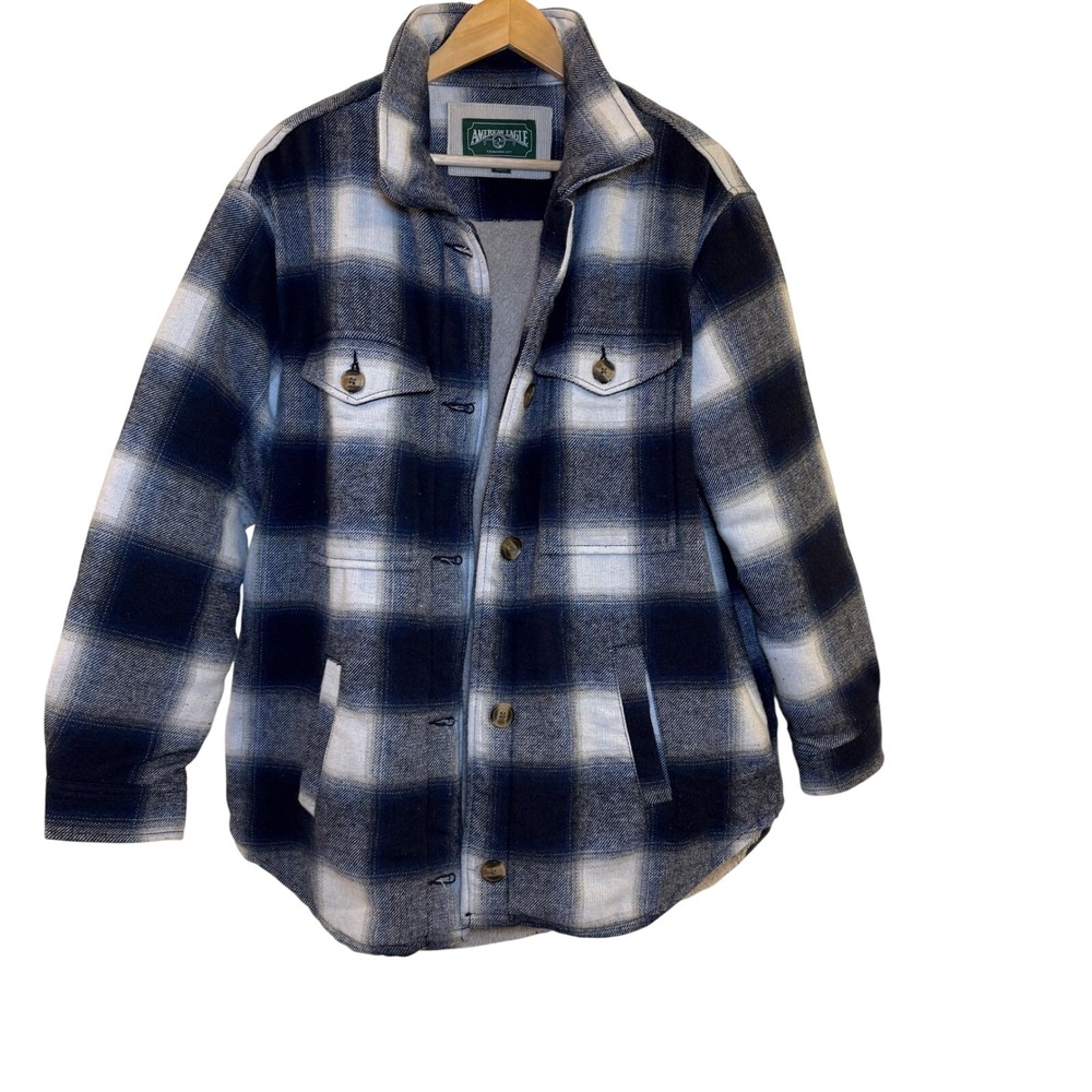 American Eagle Outfitters Plaid Flannel Sherpa Lined Shirt Jacket Women's Medium